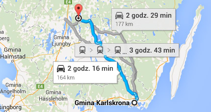 Najbliższy port: Karlskrona, 165km